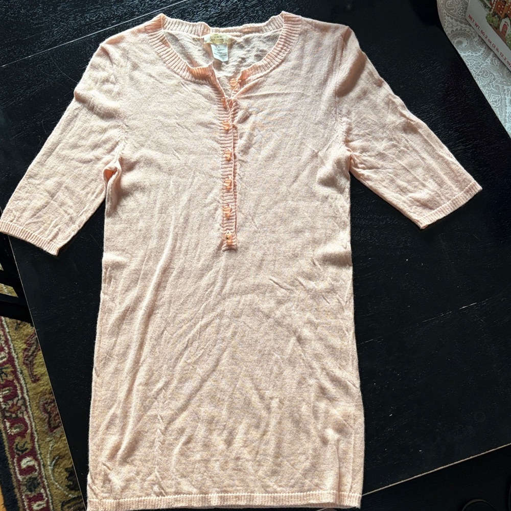 J. Crew Light Pink Cashmere Top with Button Accents